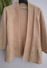 Peacocks Beige With gold Sequins/Metallic Thread Peplum Shrug Vgc 10 No Fasten