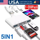 5 in 1 Memory Card Reader USB 3.0 OTG Adapter SD Card Reader For iPhone/iPad Lot