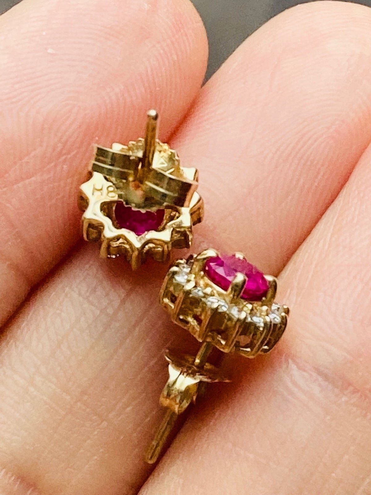 Effy 14k solid gold genuine ruby diamond Stud  Ea… - image 6