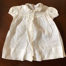 Antique Newborn baby cotton Organdy Embroidery Lace embroidery white dress shirt