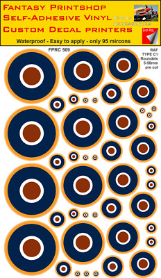 RAF Roundels gemischte Packung Vinyl Aufkleber Aufkleber Typ C:1 Roundel 5 mm - 50 mm
