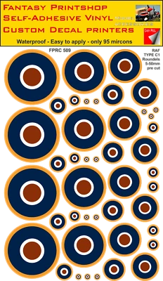 RAF Roundels Mixed Pack Vinyl Sticker Decals Type C:1 Roundel 5mm - 50mm vinyl