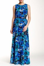 Eliza J Sleeveless Floral Chiffon Dress ( Size 0)
