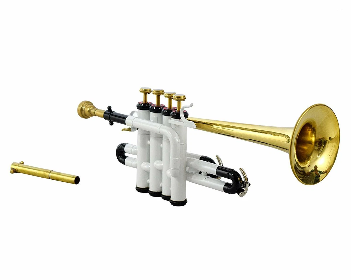 Piccolos Trumpet White Bb A Brass Instrument with Case Mouthpiece BRS PICCOLO