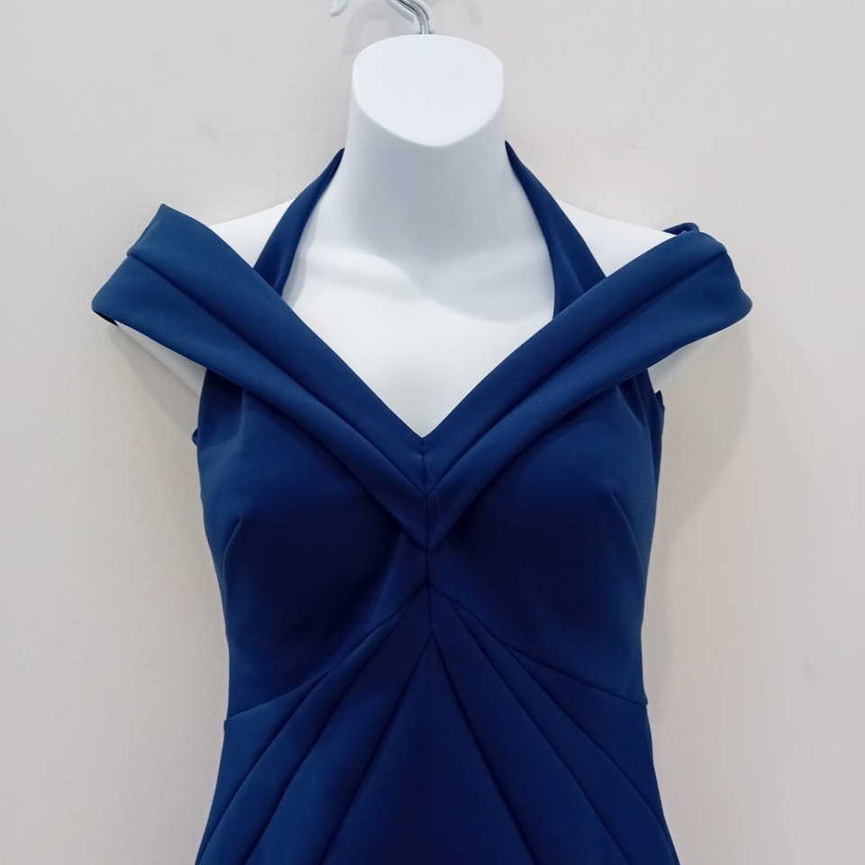 Chiara Boni La Petite Robe Midi Dress Size UK 12 Blue Halterneck FLT26