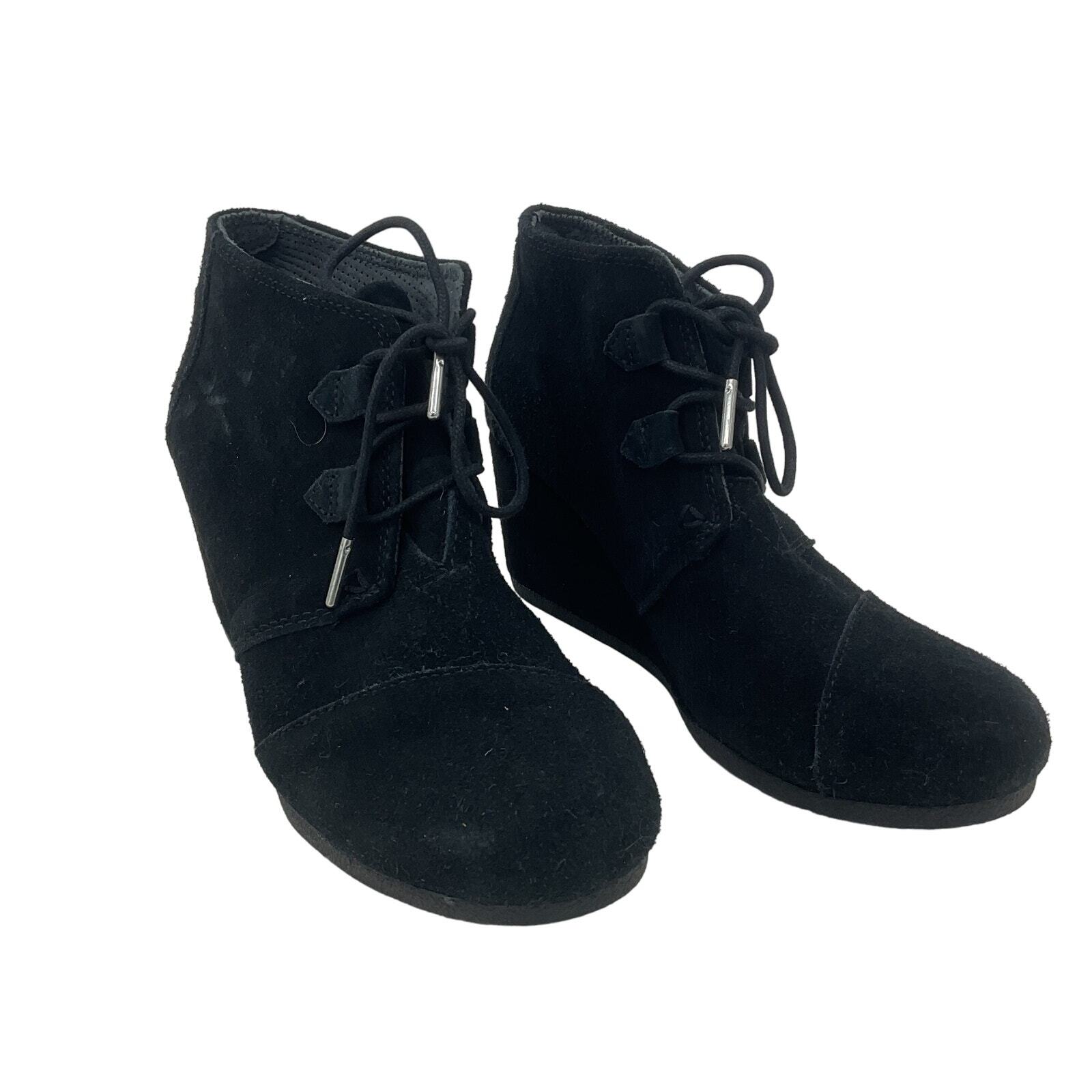TOMS Black Suede Wedge Bootie Women's Size Shoes