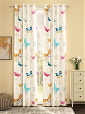 Set of 2 Butterfly Printed Cotton Curtains For Door Bedroom,Living Room