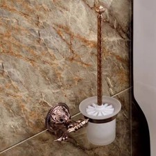 Wall mounted Flowers Style Solid Brass Rose gold PVD toilet brush holder