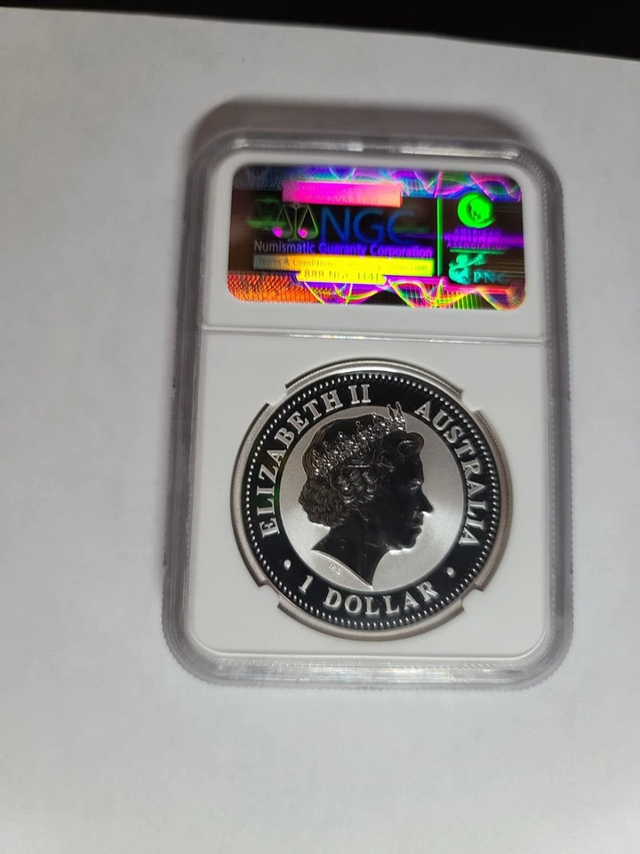 2006 Australia $1 Lunar Year of The Dog 1oz Silver Colorized Coin NGC MS70 - Image 3 of 4