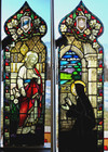 Pair of Church Stained Glass Windows Sacred Heart of Jesus & St Margaret Mary