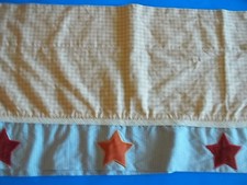 Lambs Ivy Blue Golden Tan Plaid Window Valance Orange Stars 14" x 67" GUC