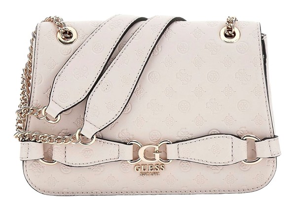 Guess Arlena Logo Convertible Xbody Flap UmhäNgetasche Taupe Logo Creme Neu-image