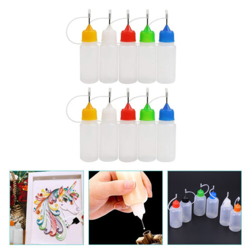  10 Pcs Steel Needle Glue Applicator Bottles DIY Quilling Craft - Picture 1 of 12