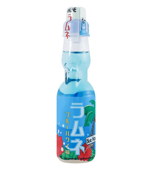 (Paquete de 24) Japón Refrescante Azul Hawaii Ramune Divertido Vidrio Mármol Soda, 6.76 Fl Oz