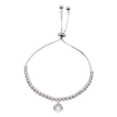 Ladies Adjustable Friendship Bracelet with a drop Cubic Zirconia stone - Nea