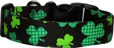 Black Patchwork Shamrock St. Patrick's Day Handmade Dog Collar