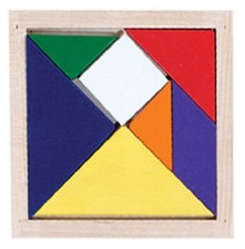 Melissa Doug Brain Teasers Tangram Wood Kit 752 NEW