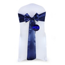 100 NAVY BLUE Satin Chair Sashes Bows Wedding Party Banquet Event DIY Decoration