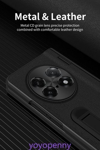 Luxury Leather Protective Case Cover Bracket + Screen Protector for OPPO Find N5 - Picture 11 of 23