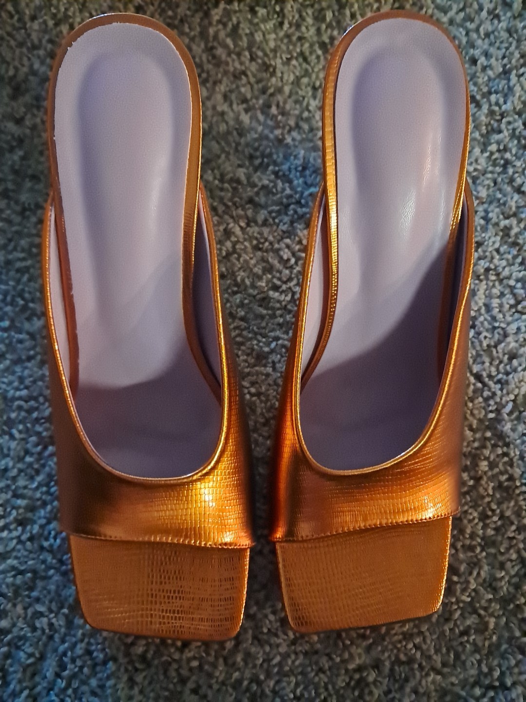 Sandals New Square-toe Sandals with Gold Ring Heels New No Box Size 10 Women's-image
