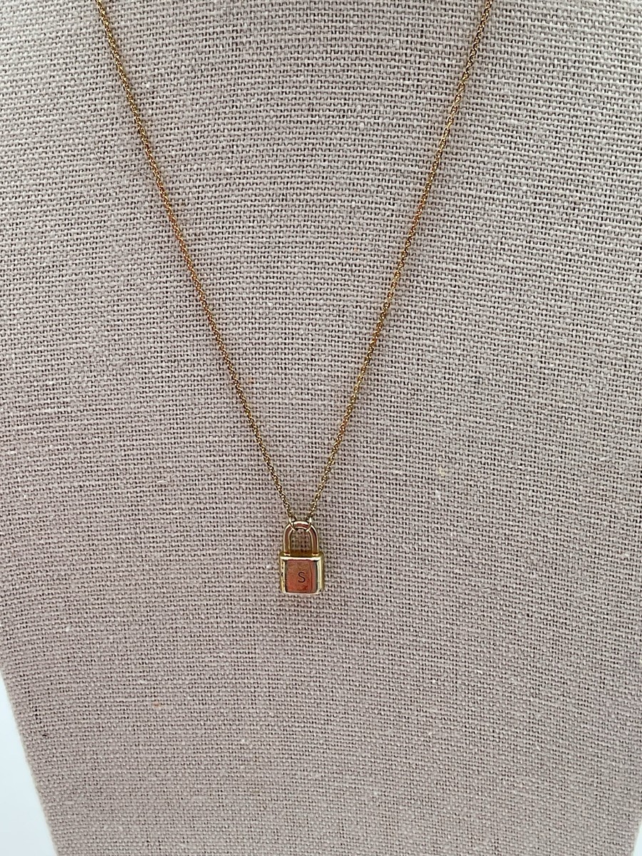 PDPAOLA Lock Necklace in Sterling Silver Monogrammed With S
