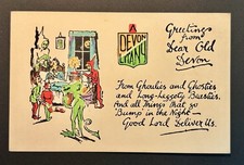 VINTAGE Halloween Postcard Cornish Litany 1930 Elves Monsters Spirits 346