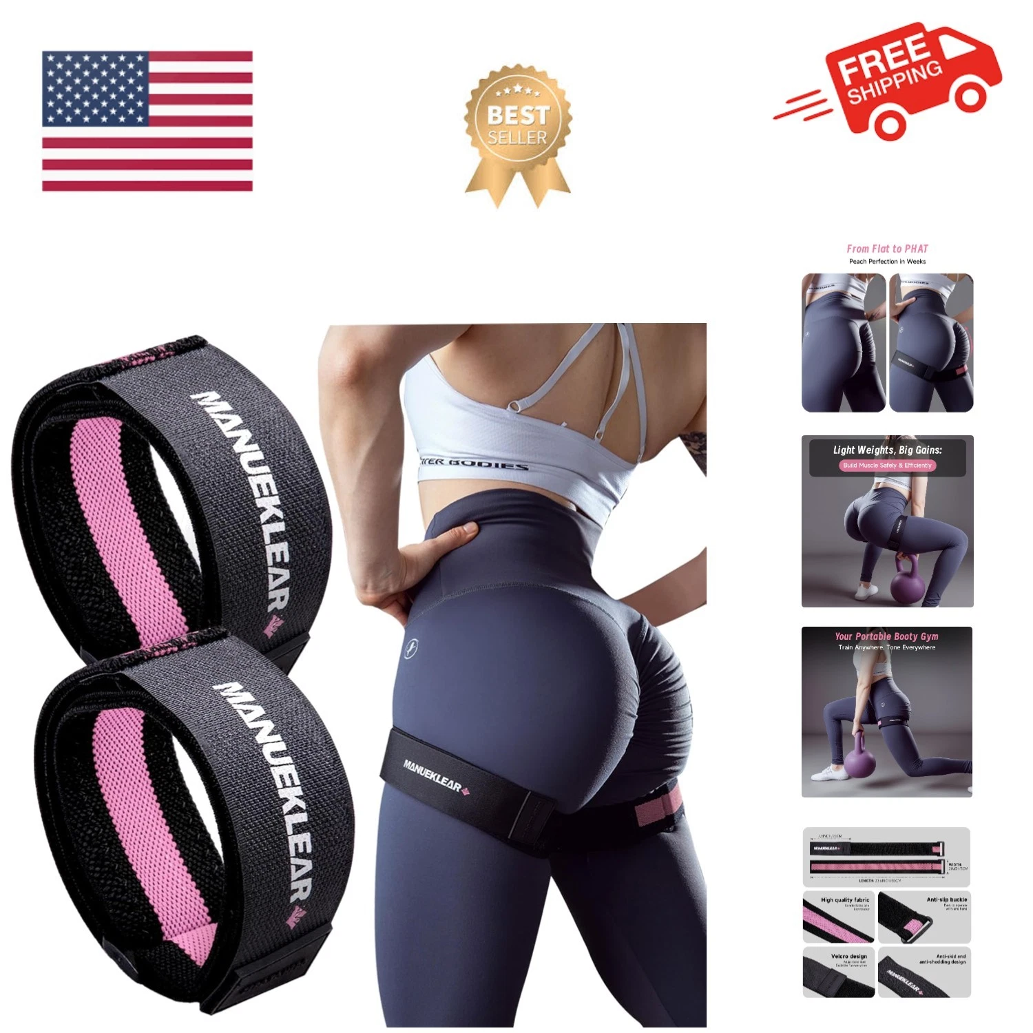 MANUEKLEAR Blood Flow Restriction Bands for Women Glutes Leg, Booty Bands for...