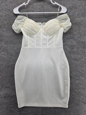 Windsor Dress Womens Small White Off Shoulder Corset Bodycon Mini Ruched
