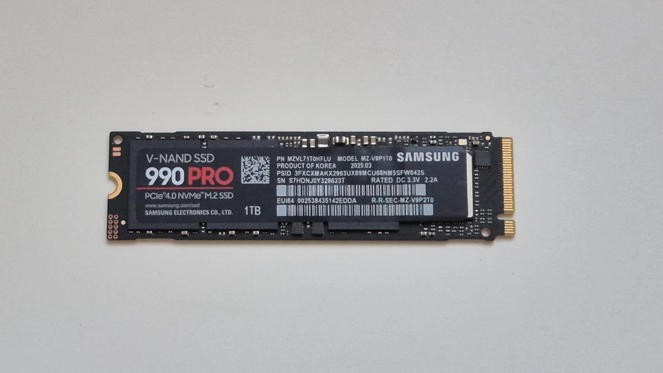 Samsung 990 PRO 1TB NVMe PCIe M.2 SSD Gen4 x4 - MZ-V9P1T0BW (As new)