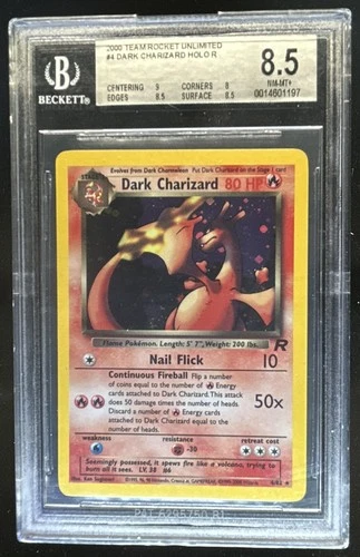 2000 Pokemon Team Rocket Dark Charizard Holo #4/82 BGS 8.5