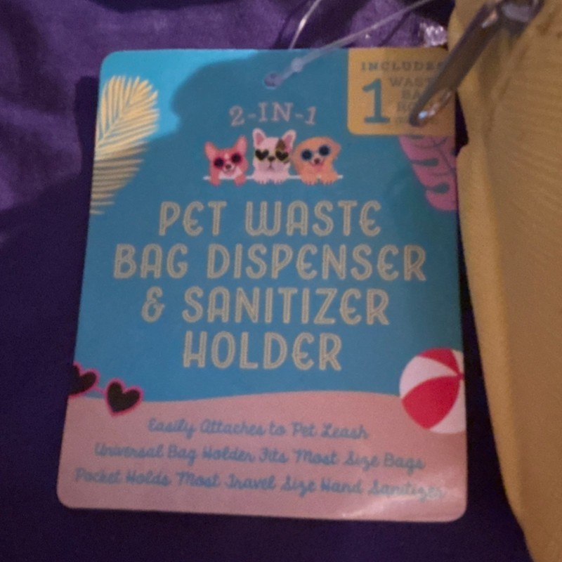 7/ 2 in-1 Pet Waste Bag Dispenser & Sanitizer Holder, Pineapple Cactus, Leash
