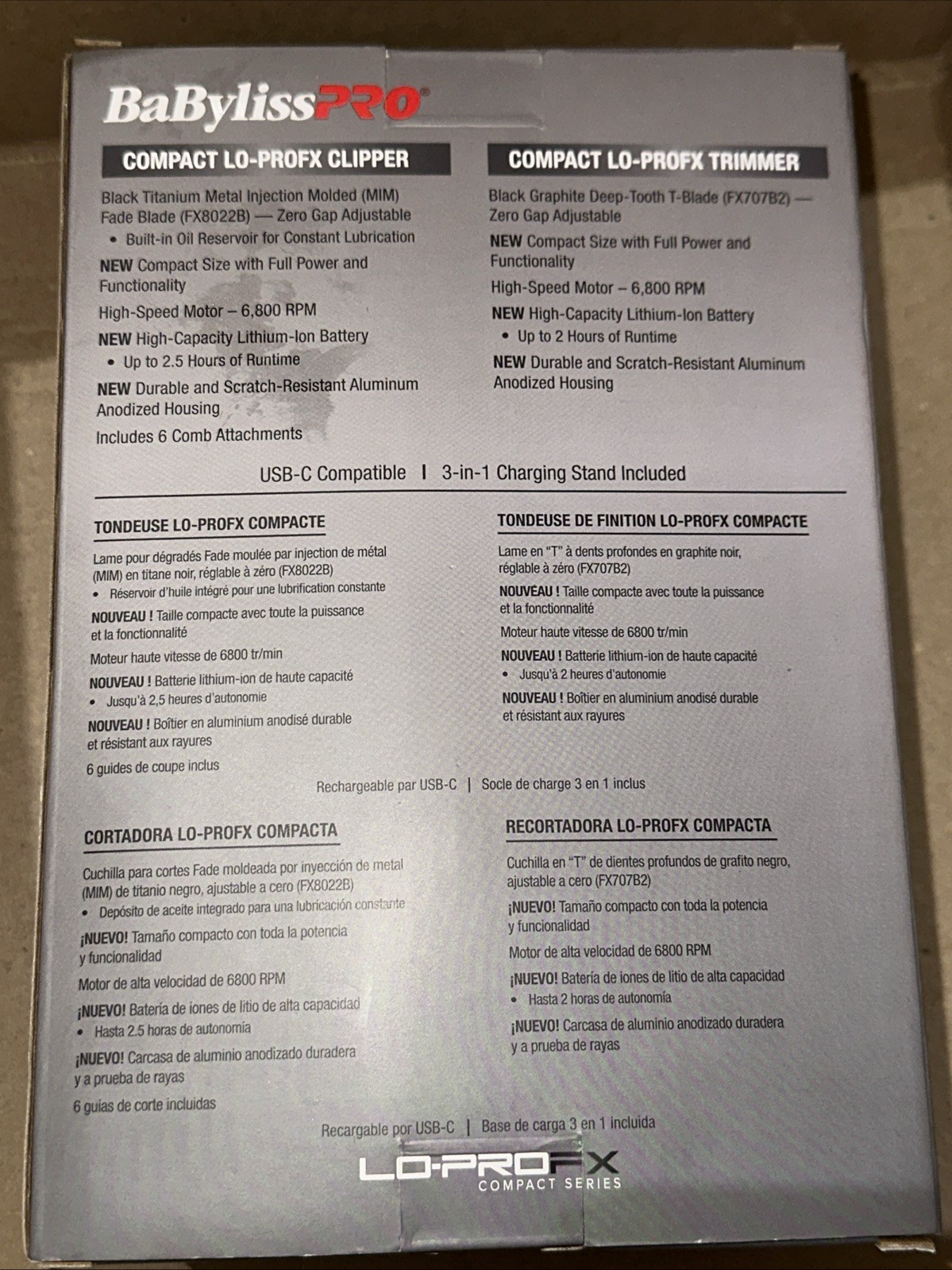 BaBylissPRO® Limited Edition LO-PROFX Compact Series Clipper & Trimmer Black