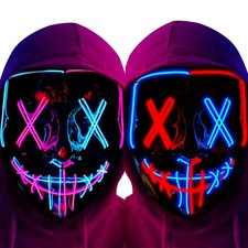 Poptrend Halloween Mask LED Light up Scary mask for Large, 2 Pack B