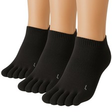 ss soxsense Cushion Running Toe Socks Athletic Five Finger Medium, Black
