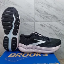 Brooks Ghost Max 2 Running Shoes Womens SZ 8.5 B Black White Orchid Ice Sneakers