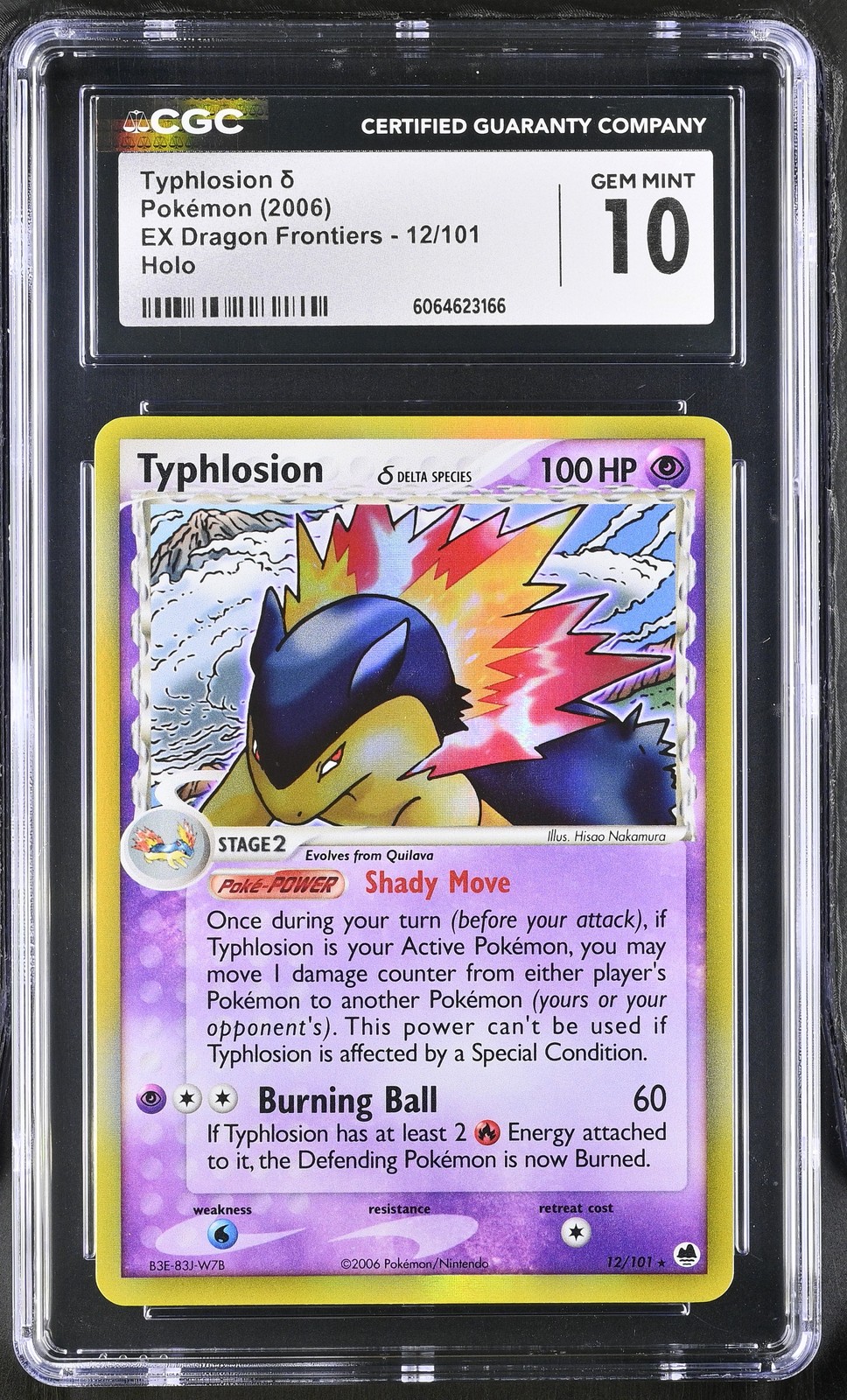 CGC 10 GEM MINT Typhlosion 2006 EX Dragon Frontiers 12/101 Holo Pokemon Card