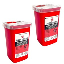 2 SHARPS CONTAINER 1 Quart Needle Disposal Sharp Liter Qt Phlebotomy Tattoo