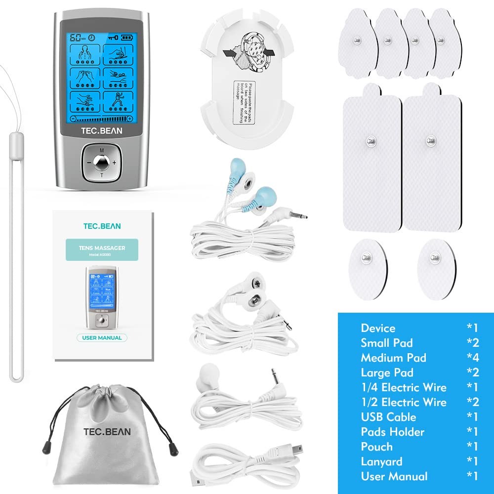 24 Modes Tens Unit Muscle Stimulator, Rechargeable Tens Machine with 8 Electr...