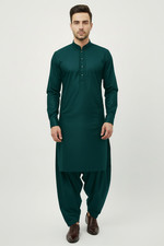Men's Shalwar Kameez Dark Teal Piyala Embroidery