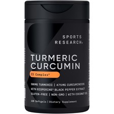 Turmeric Curcumin C3 Complex 500mg  Black Pepper  Coconut Oil 120 softgels 
