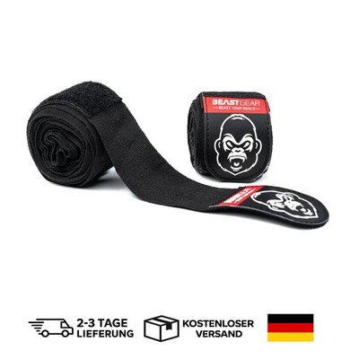 Hand Wraps Boxing MMA Kickboxen Elastisch Schutz Schwarz 4,5m