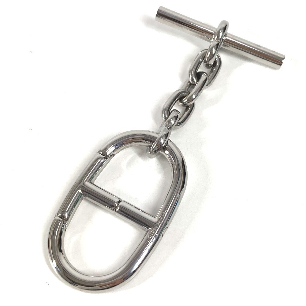 HERMES Logo Chaine d'Ancre Key Ring Chain Key Holder Metal Silver