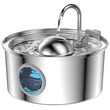 AONBOY Cat Water Fountain 3.2L Stainless Steel Pet Fountain with Filter & Pump