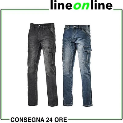 Jeans da lavoro Diadora Utility Cargo Denim - Pantaloni elasticizzati in cotone