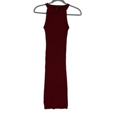 Forever 21 Dress Womens Small Red Ribbed Knit High Neck Sleeveless Bodycon Mini