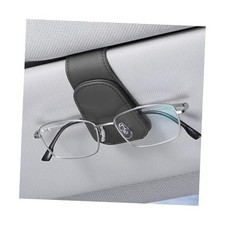 Sunglasses Holder for Car Sun Visor, Vehicle Magnetic Leather 1 PCS Black