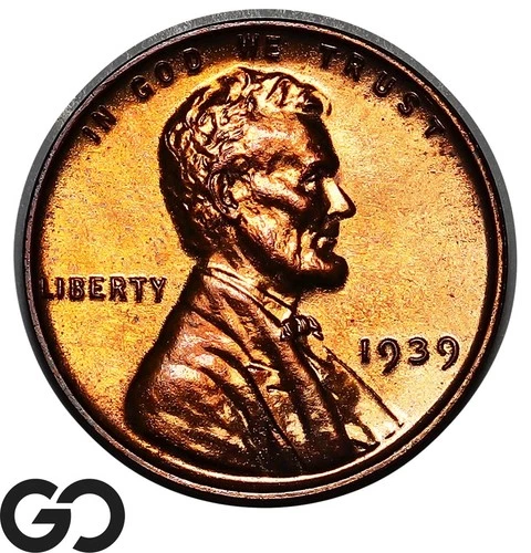 1939 Lincoln Cent Wheat Penny, Red Proof, Gem PR++ RD
