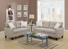 Living Room Furniture 2pc Sofa Set Sofa And Loveseat Beige Glossy Polyfiber Pl