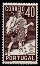 Portugal 1937  400th Death of Gil Vincente  40c brown sg898 MH.