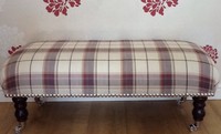 A Quality Long Footstool In Laura Ashley Highland Check Grape Fabric A Quality Long Footstool In Laura Ashley Highland Check Grape Fabric